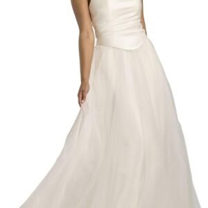 Strapless Satin and Tulle Ball Gown Wedding Dress