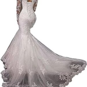 Lace Wedding Dresses for Bride  V Neck Appliques Beaded Boho Bridal Gown