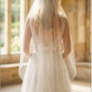 Fingertip Wedding Veils White 1 Tier Bridal Veil for Brides and Women
