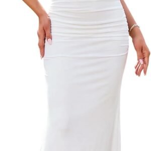 Womens Strapless Floral Formal Wedding Guest Fall Corset Maxi Dress | Cocktail Evening Prom Party Long Dresses, Tube Top Ruched Bodycon, Soft Stretchy Mesh Fabric, Winter