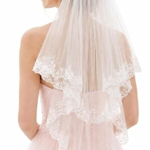 1 Piece Wedding Veils for Brides, White Fingertip Length Lace Veil, Bridal Wedding (78cm/30.7 Inches)