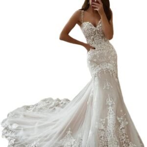 Wedding Dresses for Birde Lace Applique Long Bridal Dress Mermaid Wedding Gown with Train
