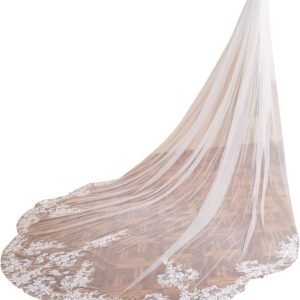 Cathedral Length 1 Tier Lace Wedding Bridal Veil