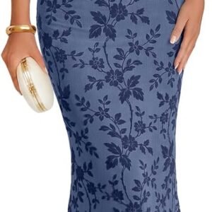 Womens Summer Floral Wedding Guest Maxi Dress  Cocktail Party | Formal, Bodycon, Short Sleeve, Square Neck, Flocked Mesh, Church, Baby Shower, Bridal Shower, Rehearsal Dinner, Long dresses