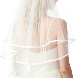 Wedding Veil,Bridal Veil,Veils for Women Wedding,2 Tiers White Bridal Veils with Comb,Tulle Veils for Brides