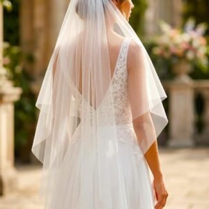 2 Tier Bride Wedding Veil White Short Elbow Fingertip Length Bridal Veils with Comb for Women