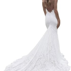 Simple Wedding Dresses for Bride  Sexy Mermaid Lace Satin Bridal Dress for Bride with Slit