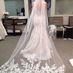 Cathedral Wedding Veil Long Bridal Lace Veil Tulle Hair Accessories With Comb for women Floral 118" Veil Headpeice