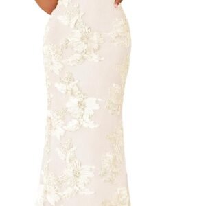 Cocktail Wedding Guest Dresses for Women  Summer Strapless Floral Bodycon Mesh Tube Formal Party Midi Dress