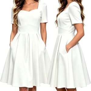 Women's Vintage Cocktail Dresses Anniversary Graduation Umbrella Outdoor Garden Wedding Dress with Pockets S102