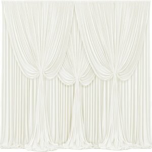 4 Panels Ivory Backdrop Curtains for Wedding Party Wrinkle Free Backdrops Curtain Drapes Fabric Decorations Photo Back Drop Cloth for Baby Shower Photography Stage Reception 20ft(W) x 12ft(H)